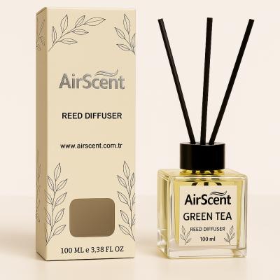 Airscent Çubuklu Oda Kokusu – Green Tea (Zesty Fresh Essence) 100 ML - Kare