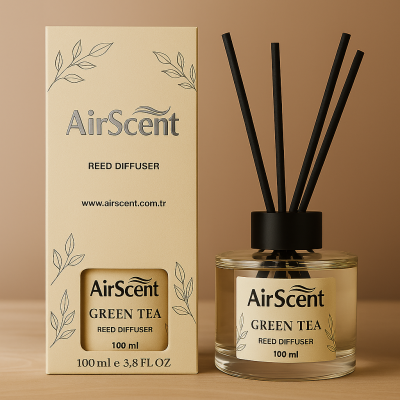 Airscent Çubuklu Oda Kokusu – Green Tea (Zesty Fresh Essence) 100 ML - Silindir